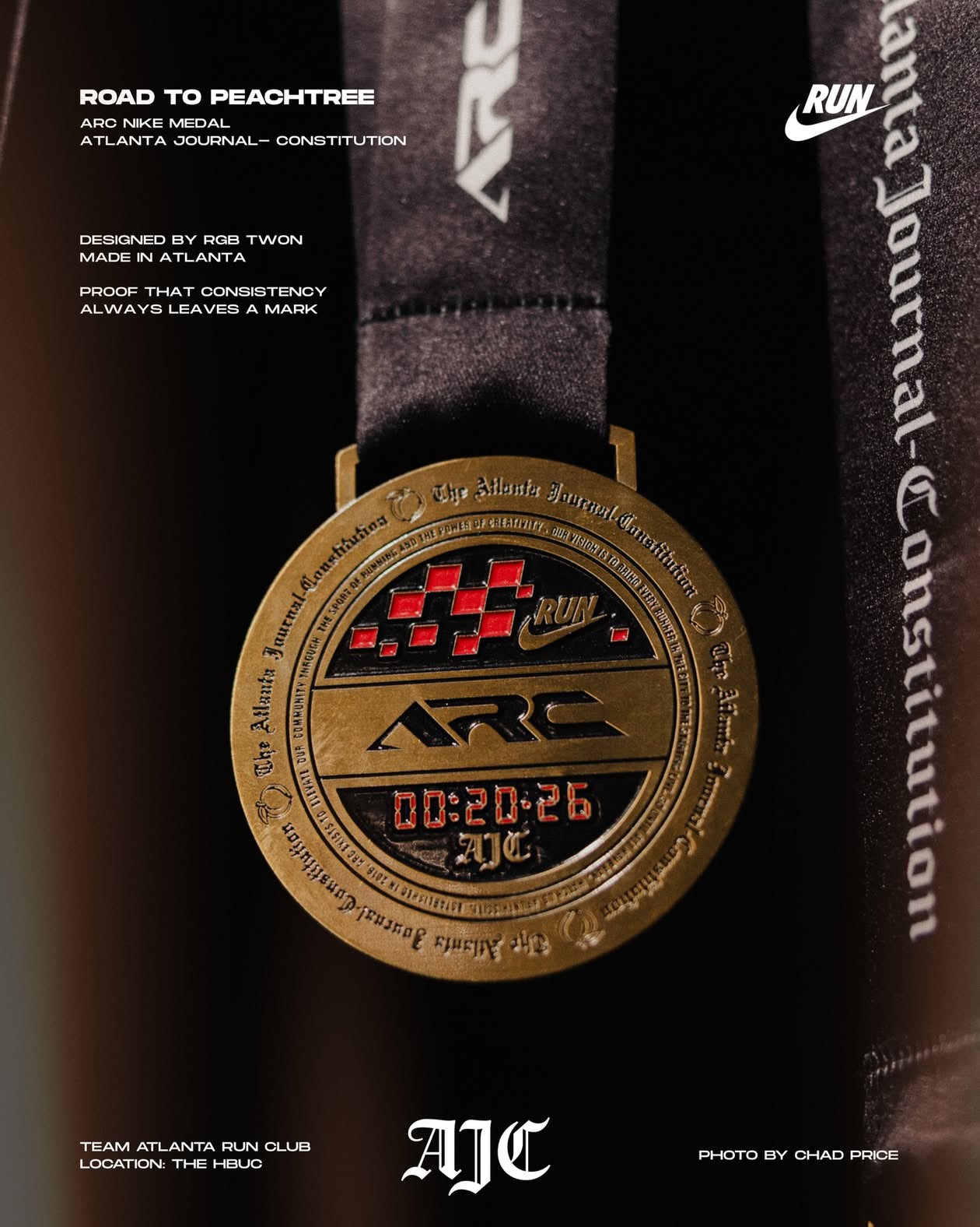 Detailed view of the Road to Peachtree medal